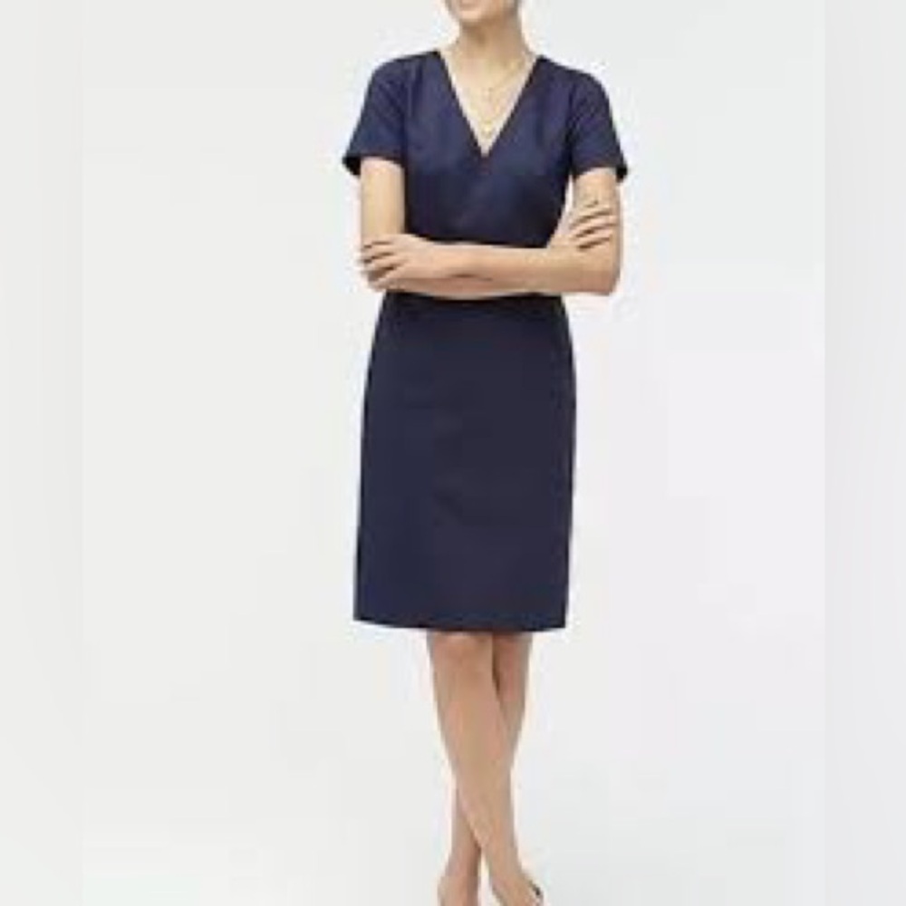 J Crew navy V neck midi dress